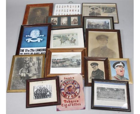 Various pictures, cigarette and trade cards, army related, soldier pictures, black and white printed photographs, etc. (a qua