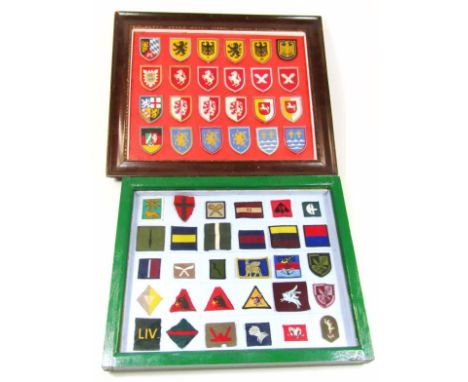 Various iron material and Army patch and shoulder badges etc, to include CSU, 7cm high,  12 of Spades, 22 badge, Gurkha, Ram'