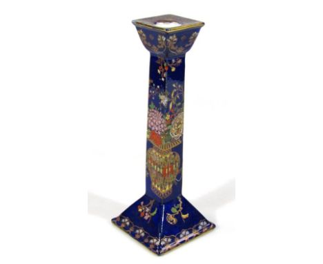 A 20thC Carltonware Rouge Royale floral pattern candlestick, with square stem on shaped foot, 27cm high.