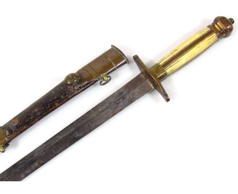 A short sword, the tapering blade with Elizabethan puce mark and stamped Dieu & Mon Droit, reading For My Country And King, p