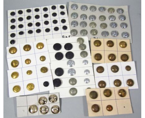 Various military and police buttons, to include silvered Staffordshire Constabulary repeat buttons, other similar, Lancashire