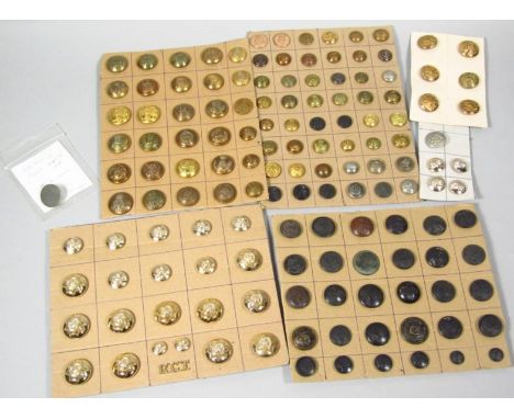 Various Army related and other buttons, possible 18thC example, badly rubbed, Found Amber Hill, others to include Rough Rider