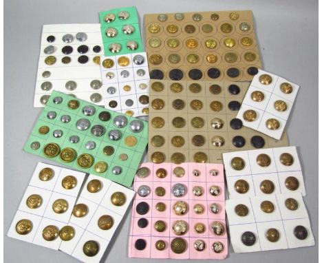 Various military buttons, sets of six, etc, to include six similar King's Own Scottish Borders, bugle topped buttons, Royal M