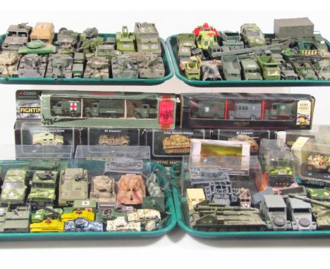 Various diecast vehicles Dinky and other tanks, classic metal examples, Hummer 1995, partially boxed examples, Corgi Fighting