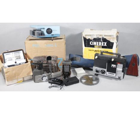 Various cameras, equipment, etc., Canon leather case, 21cm wide, slide projector, overhead projector, modern metronome, etc. 