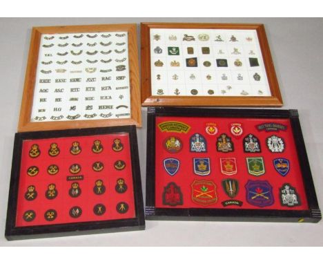 Various embroidered and material regimental army and other badges, to include Canada badge, 6cm wide, Windsor Regiment, other