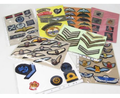 Various Army Air Force and related iron on badges, to include Parachute badges, 10cm wide, etc, Crown, various RAF Wings, Des