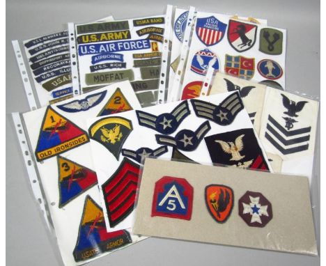 Various 20thC military and other cloth badges, to include USA etc, red and green epaulette badge, 10cm high, Eagle badge, Kac