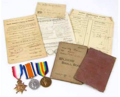 A WWI medal trio, comprising 1914-1915 Star, Campaign medal and Victory medal, each similarly marked R-8005 L.CPL J MORAN KR 