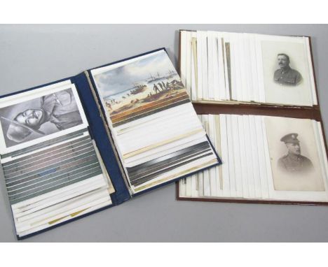 Various early 20thC military and war related postcards, photographs, etc., soldier portrait cards, others aside sweetheart, s
