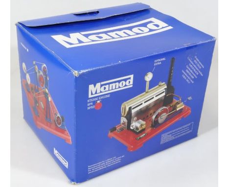 A boxed Mamod SP5 SP5D steam engine, on stand, with ephemera, 25cm wide. (boxed)