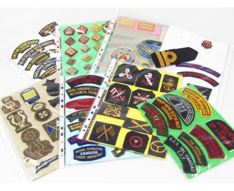 Various iron on cloth Air Force and Army related badges, etc, shoulder badges, patch badges, to include Windsor Regiment Cana