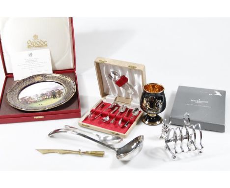 Various items, mouse pin cushion, Waterford Crystal Nocturne Collection boxed, picture frame (boxed), toast rack, ladle, spoo