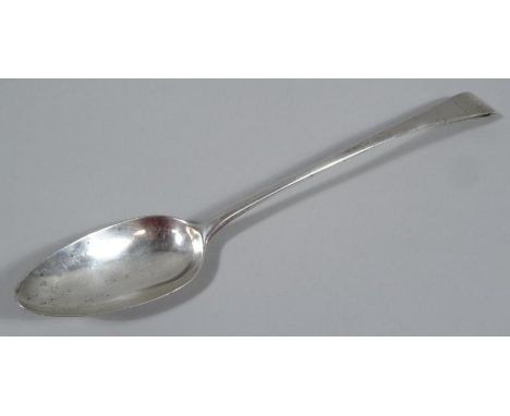 A George III silver basting spoon, engraved Old English pattern, plain bowl, London 1810, 29cm wide, 3oz.
