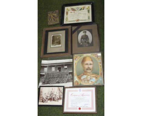 Various war related army and other ephemera, photographs, etc, to include regimental photograph, 28cm x 33cm, machine gunners