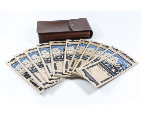 A mid-20thC leather cased set of ER Ordnance Survey maps of Great Britain, 33cm high.