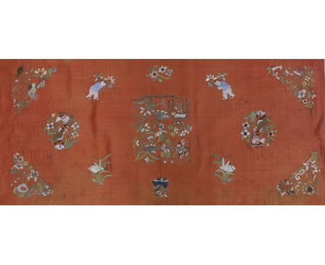 A Chinese embroidered silk panel