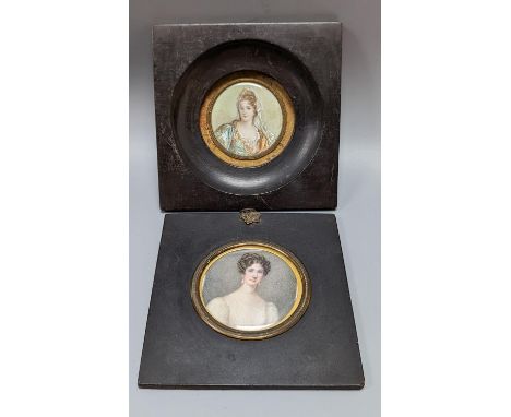 A Victorian portrait miniature, and another, framed 16cm