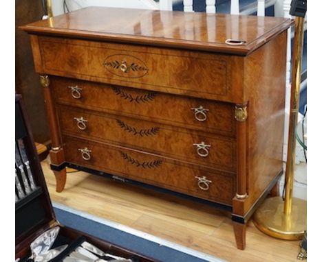 A Biedermier style bird's eye maple commode, width 124cm, depth 54cm, height 96cm