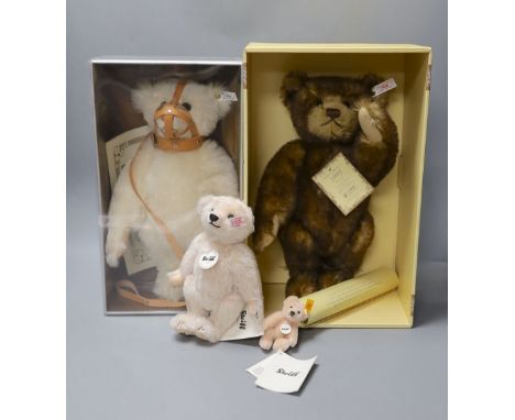 A white tag Steiff Muzzle teddy bear, 33cm, box/cert. with brown tipped British Collectors Bear, 1995, box/cert., Steiff Club