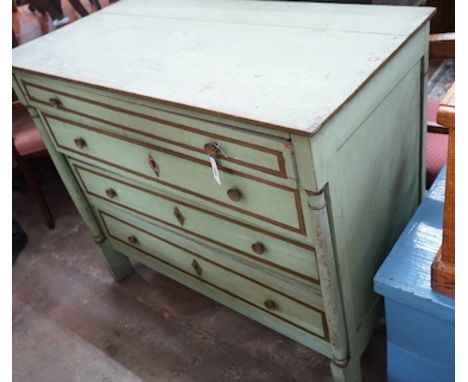 A 19th century French painted oak commode, width 112cm, depth 59cm, height 99cm
