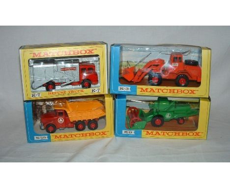 MATCHBOX King Size - 4 x Models - K3 Hatra Tractor Shovel and K7 Red Refuse Truck in Type 1 Box (Both Mint in Mint Window Box