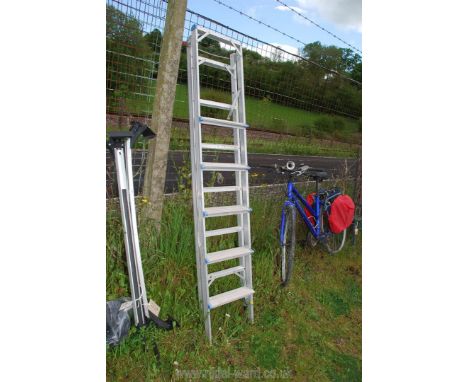 An Aluminium extending 5 rung step ladder.