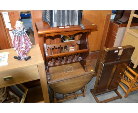 An oak gate leg coffee table and a magazine table