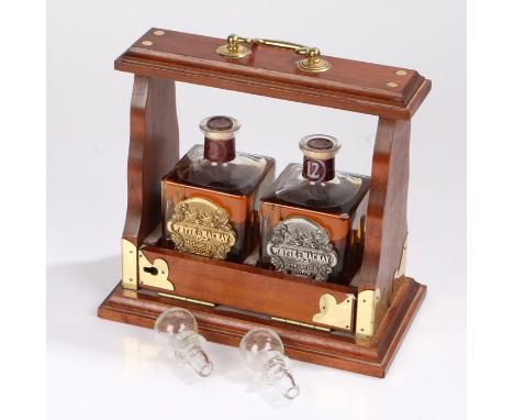 Whyte and Mackay decanter set, 21 Years Old Scotch Whisky and 12 Years Old Scotch Whisky, within the presentation tantalus 