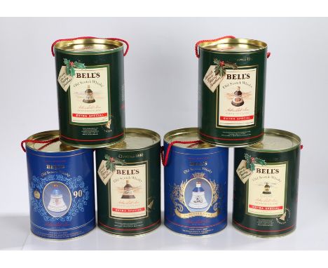 Bells Old Scotch Whisky, each with the outer case and decanter bottle, to include 1990 Princess Eugenie, Christmas 1991, Chri