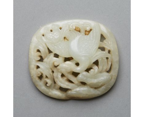 A stunning example of early Ming jade carving crafted with the finest details and painstaking polishing. This plaque retains 