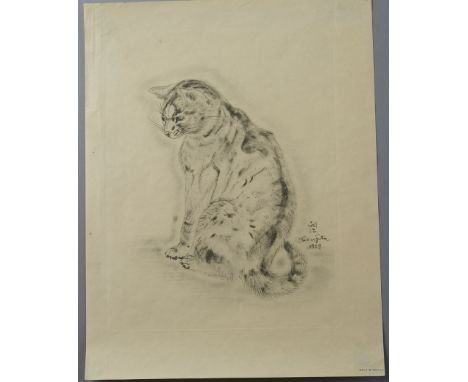 Leonard Tsuguharu Foujita, (Japanese/French, 1886-1968): Collotype on Japanese vellum from A Book of Cats, 10.25" x 7.75" pla