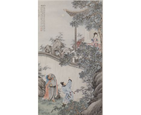 The subject of this painting with meticulous brushwork is the THREE CHIVALRIES.  The artist Ye Mansu was a well-known painter