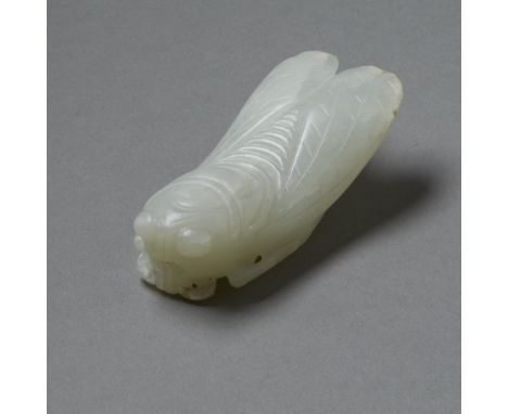 An excellent Chinese carving of a cicada with a small hole bored through the head enabling it to be hung as a pendant. Excell