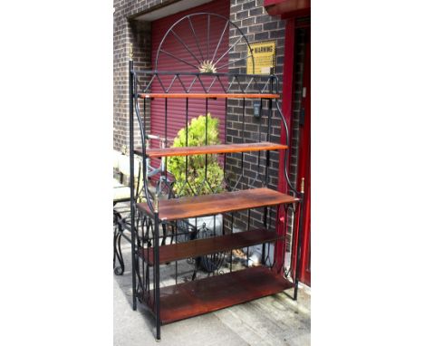 A conservatory table, six chairs, two tables, magazine rack and buffet