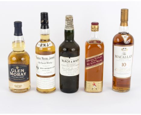 Whisky: Buchanan's 'Black & White' Choice Old Scotch Whisky, 70° Proof; Bailie Nicol Jarvie Very Old Reserve; Macallan Single