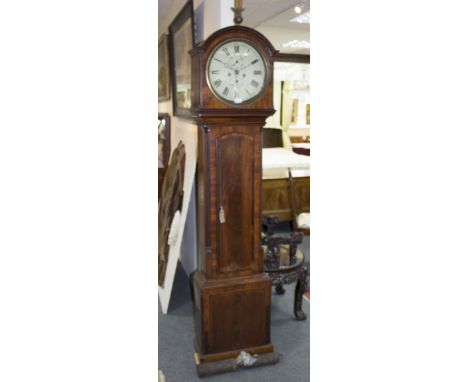 A Scottish mahogany eight-day longcase clock, the circular dial with Arabic numerals, subsidiary seconds and date dials, fitt