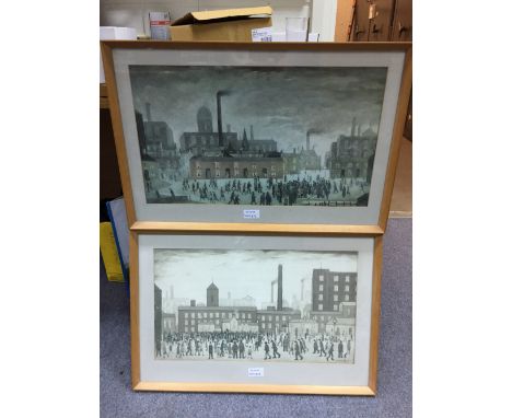 After Laurence Stephen Lowry/An Accident/published by Magnus prints/colour lithograph, 30cm x 51.5cm and/Outside the Mills/pu
