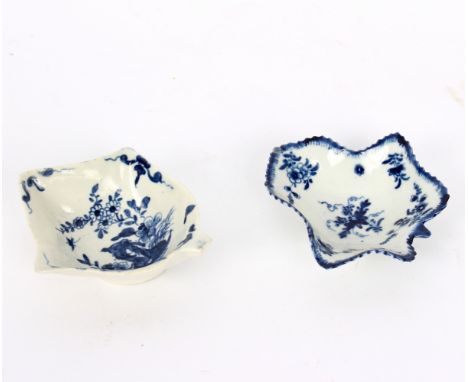 A Worcester leaf-shaped pickle dish, painted with the Two Peony Rock Bird pattern, 8cm wide and a Worcester leaf-shaped pickl