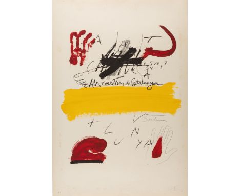 ANTONI TÀPIES PUIG (Barcelona, 1923 - 2012)."Als Mestres de Catanlunya".Lithography. Copy H.C.Signed and justified in pencil.