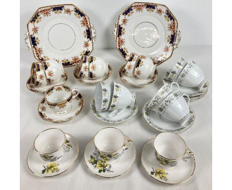 A quantity of assorted vintage ceramic teaware. To include a Victorian Royal Stafford part tea set with blue, orange and gilt