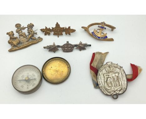 A collection of sweetheart brooches to include silver, in varying sizes and conditions. Together with a small brass cased poc