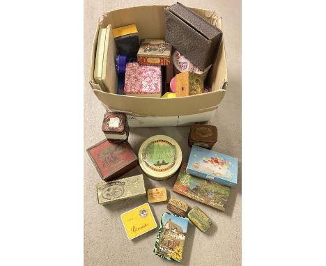 A collection of vintage and modern tins and boxes . To include biscuit, confectionery and vanity. 