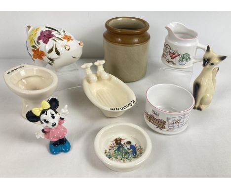 A small collection of vintage ceramics. To include Walt Disney Minnie Mouse figurine marked "Japan" (paintwork a/f), Arthur W