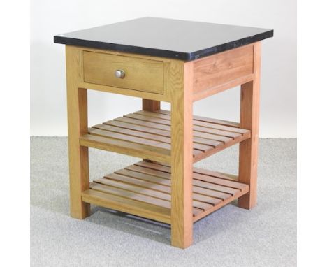 A light oak granite top kitchen island, 76cm