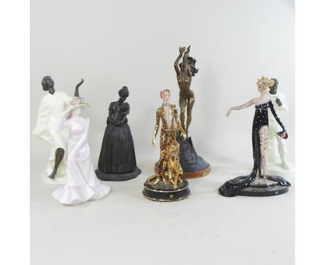 A Minton porcelain and bronze figure, together with another, and various other figures, highest 35cm 