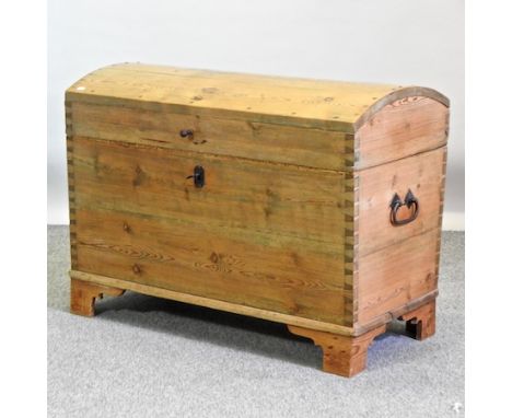 A Victorian pine dome top trunk, 102cm