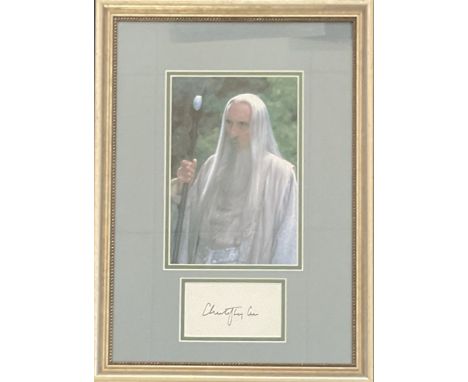 Christopher Lee 18x13 overall mounted and framed Lord of the Rings signature piece includes signed album page and stunning co