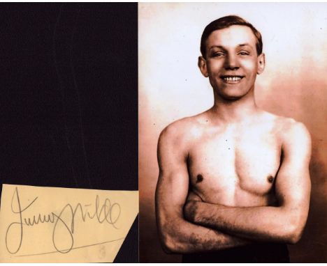 Jimmy Wilde (1892 1969) Greatest Flyweight Boxer Of All Time Signed Vintage Cut Page With Photo. Good condition. All autograp