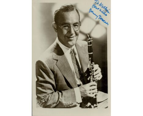 Benny Goodman US Clarinettist signed vintage 8x6 photo. Dedicated. Good condition. All autographs are genuine hand signed and